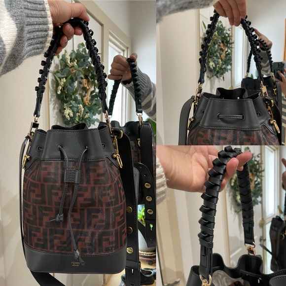 AUTHENTIC FENDI MON TRESOR BROWN BUCKET BAG IN ZUCCA MESH RETAIL 2,490$ - Picture 5 of 17